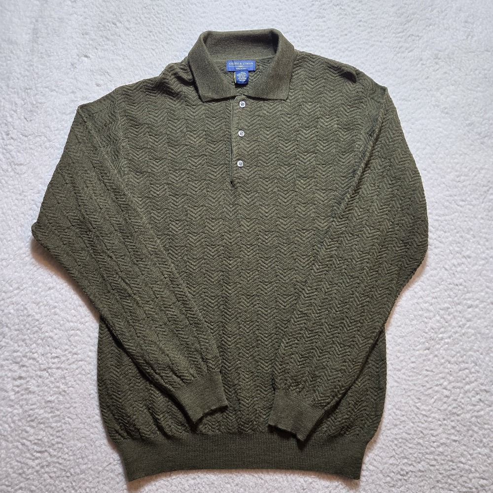 Joseph & Lyman‎ Sweater Mens Medium Green Merino Wool Pullover Made Italy